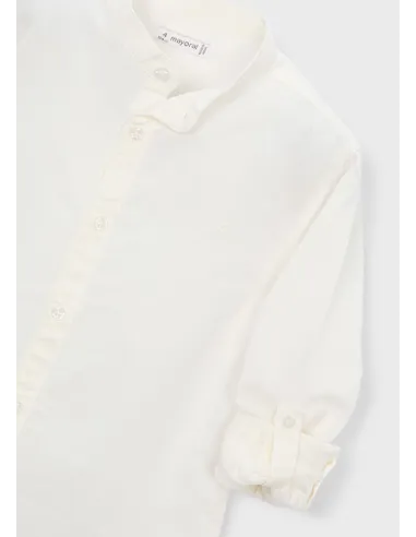 Camisa m/l cuello mao lino - Nata      