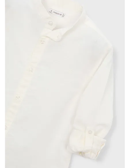 Camisa m/l cuello mao lino - Nata      