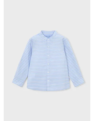 Camisa m/l c/mao rayas - Cielo     