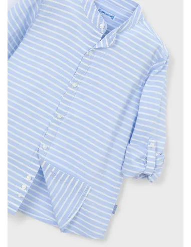 Camisa m/l c/mao rayas - Cielo     