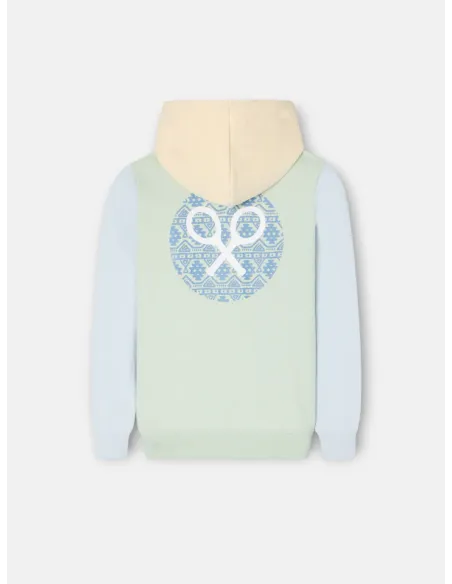 Sudadera kids capucha raqueta etnica verde