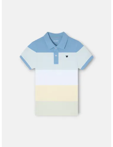 Polo kids raya ancha multicolor azul