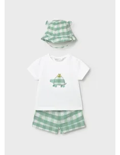 Conj. pantalon corto y gorro - Manzana