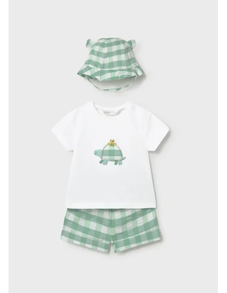Conj. pantalon corto y gorro - Manzana