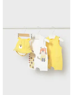 Set 2 peleles m/s y gorro - Mostaza   