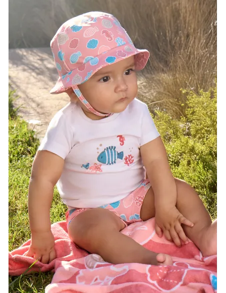 Conj. baño y gorro - Terracota 