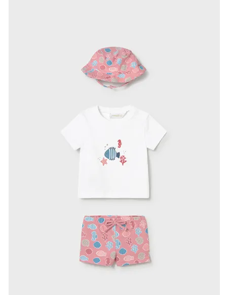 Conj. baño y gorro - Terracota 