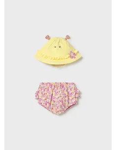 Conj. bañador pañal y gorro - Rosa      