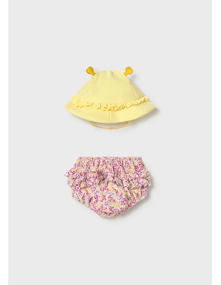 Conj. bañador pañal y gorro - Rosa      