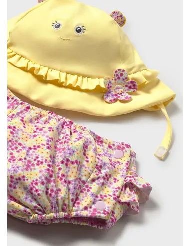 Conj. bañador pañal y gorro - Rosa      