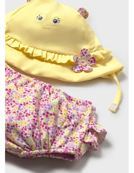 Conj. bañador pañal y gorro - Rosa      