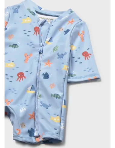 Conj. baño pelele con gorro - Azul      