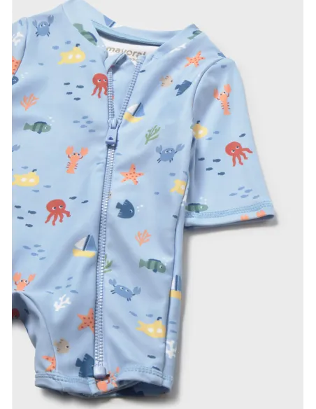 Conj. baño pelele con gorro - Azul      