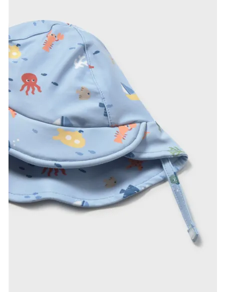 Conj. baño pelele con gorro - Azul      