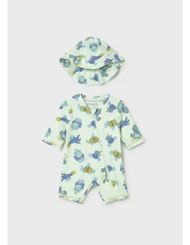 Conj. baño pelele con gorro - Manzana   