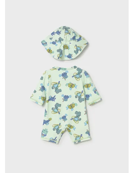 Conj. baño pelele con gorro - Manzana   