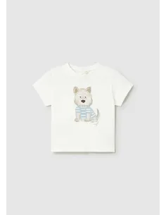 Camiseta m/c perro - Nata      