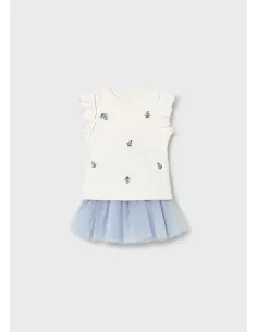 Conj. falda tul - Cielo     