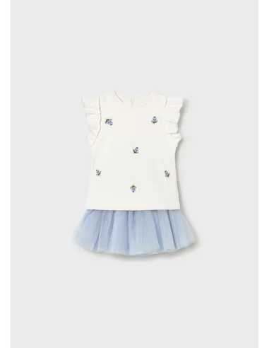 Conj. falda tul - Cielo     