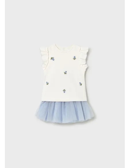 Conj. falda tul - Cielo     