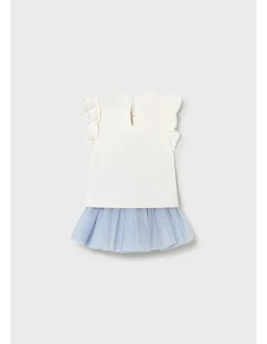 Conj. falda tul - Cielo     