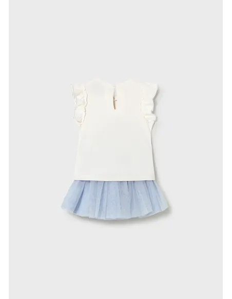 Conj. falda tul - Cielo     