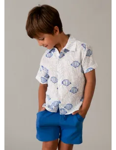 Bermuda felpa basica - Azul      