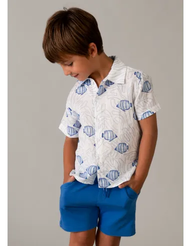 Bermuda felpa basica - Azul      