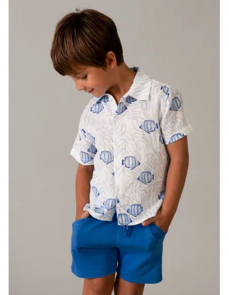 Bermuda felpa basica - Azul      