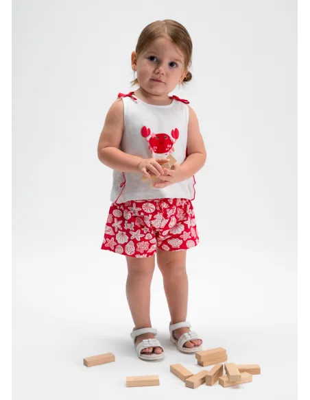 Conj. short estampado - Rojo      