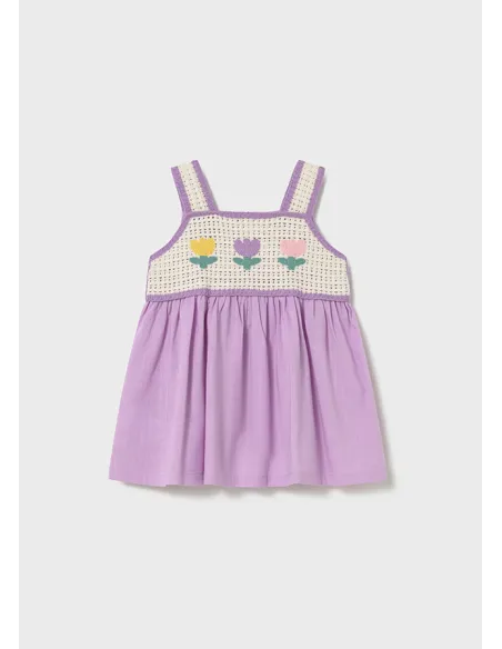 Vestido combinado crochet - Lilac     