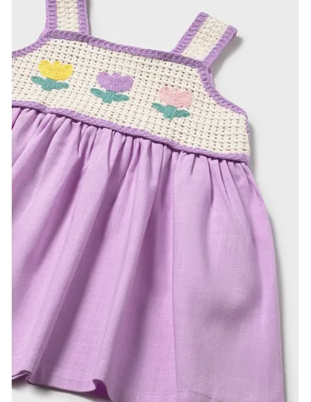 Vestido combinado crochet - Lilac     
