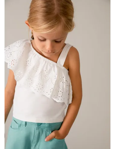 Camiseta tirantes perforado - Crudo     