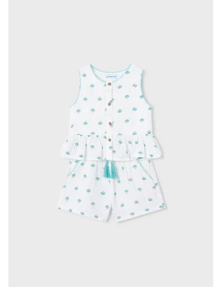 Conj. pantalon corto estampad - Crudo     