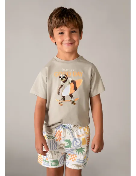 Bañador bermuda estampado - Nata      