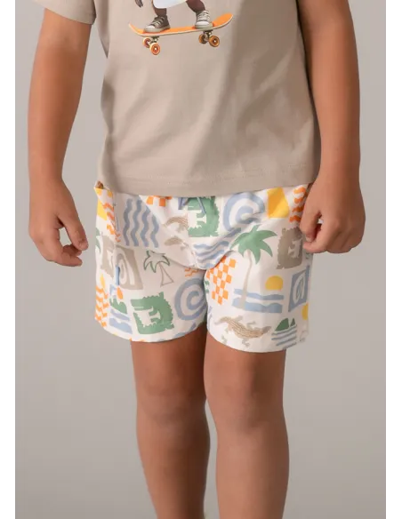 Bañador bermuda estampado - Nata      