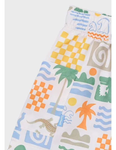 Bañador bermuda estampado - Nata      