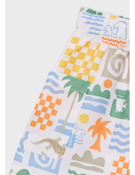 Bañador bermuda estampado - Nata      