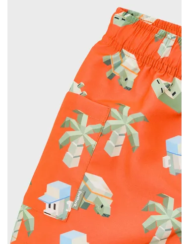 Bañador bermuda estampado - Naranja   