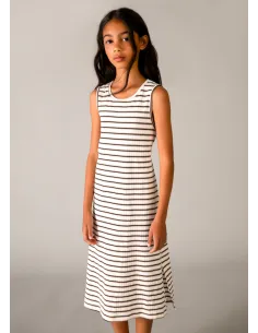 Vestido rayas midi - Crd-negro 