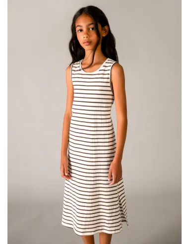 Vestido rayas midi - Crd-negro 