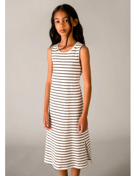 Vestido rayas midi - Crd-negro 