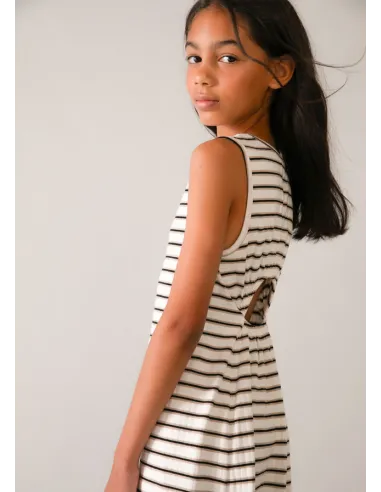 Vestido rayas midi - Crd-negro 