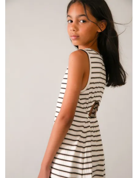 Vestido rayas midi - Crd-negro 