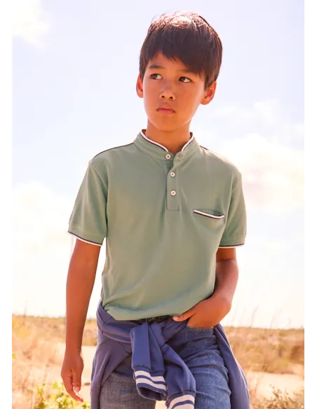 Polo m/c cuello mao - Liquen    