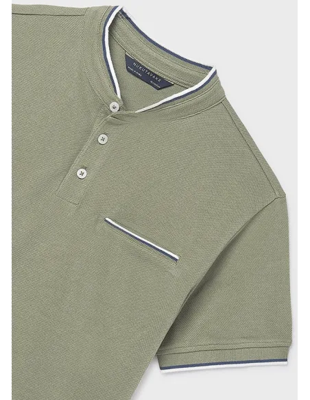 Polo m/c cuello mao - Liquen    