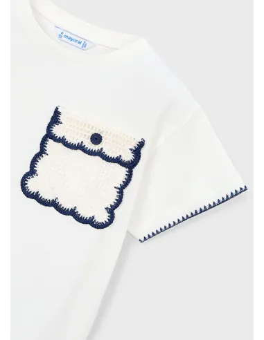 Camiseta m/c aplique - Crudo     