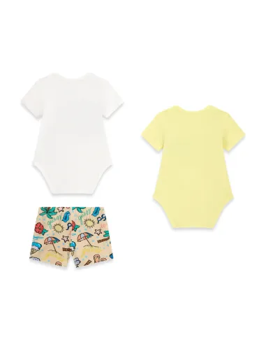 SET 2PCS SS BODY+SHORTS YELLOW/WHITE