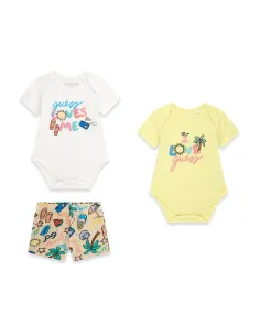 SET 2PCS SS BODY+SHORTS YELLOW/WHITE