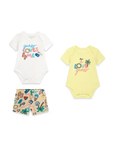 SET 2PCS SS BODY+SHORTS YELLOW/WHITE